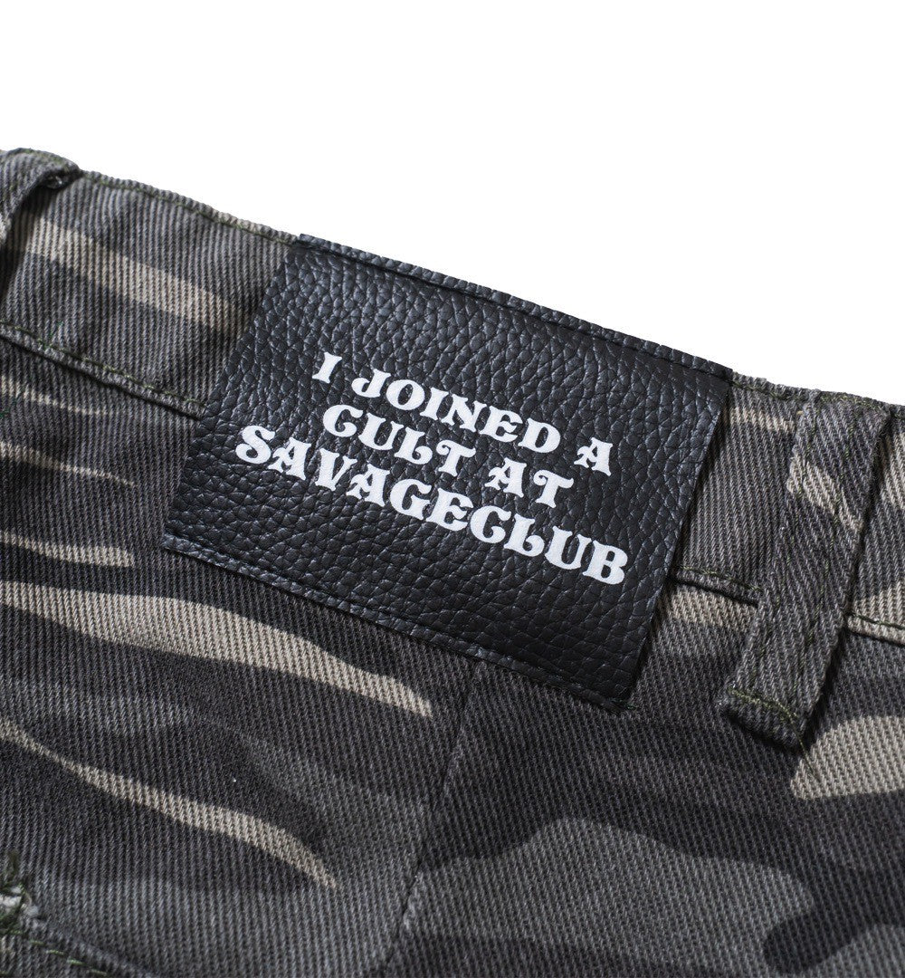 CROSS PAINT CAMO DENIM PANTS