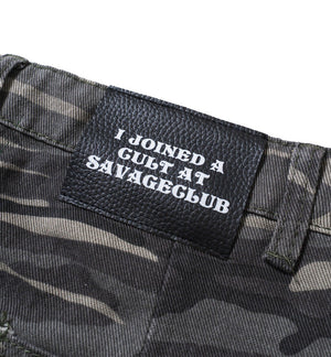 CROSS PAINT CAMO DENIM PANTS