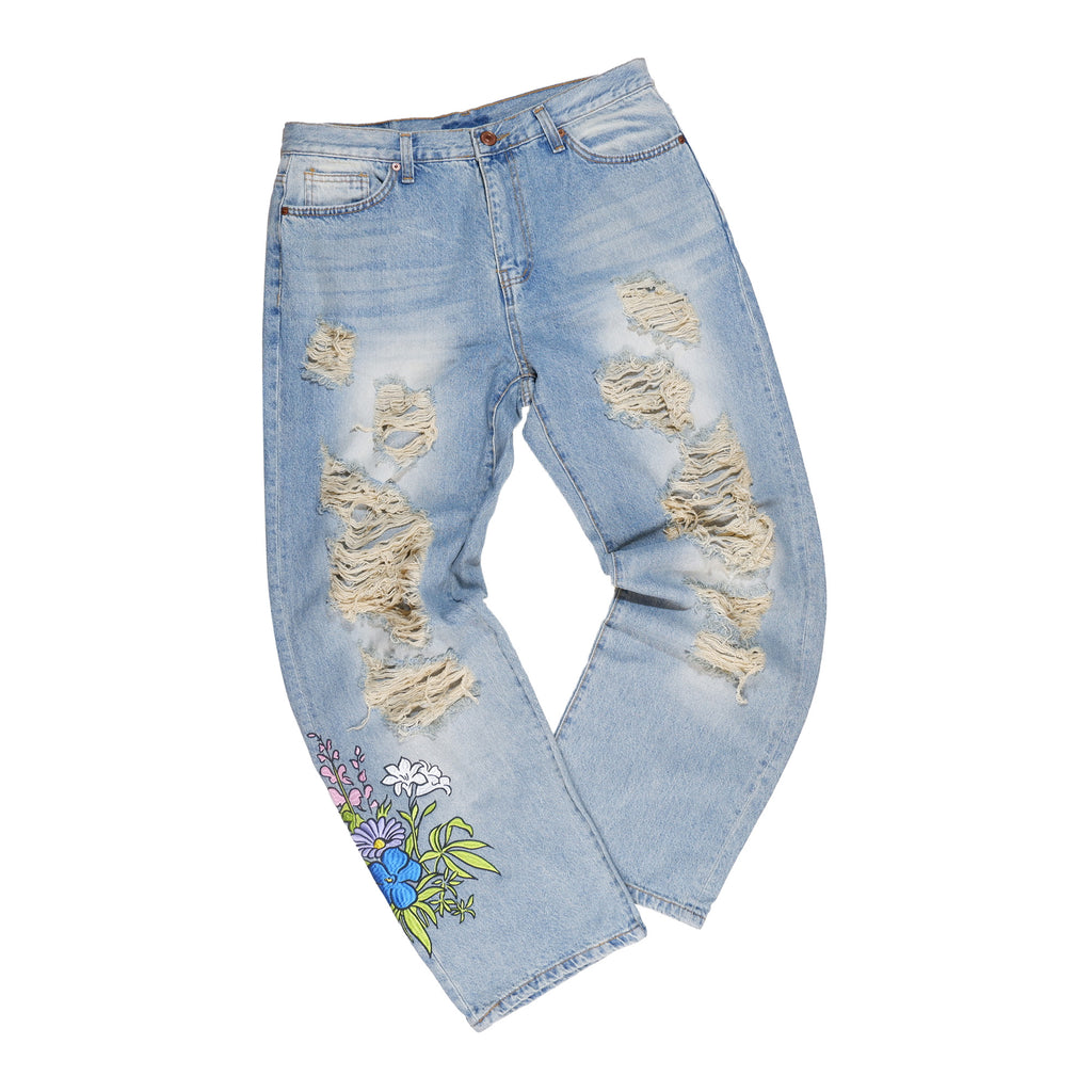 Flower DENIM PANTS