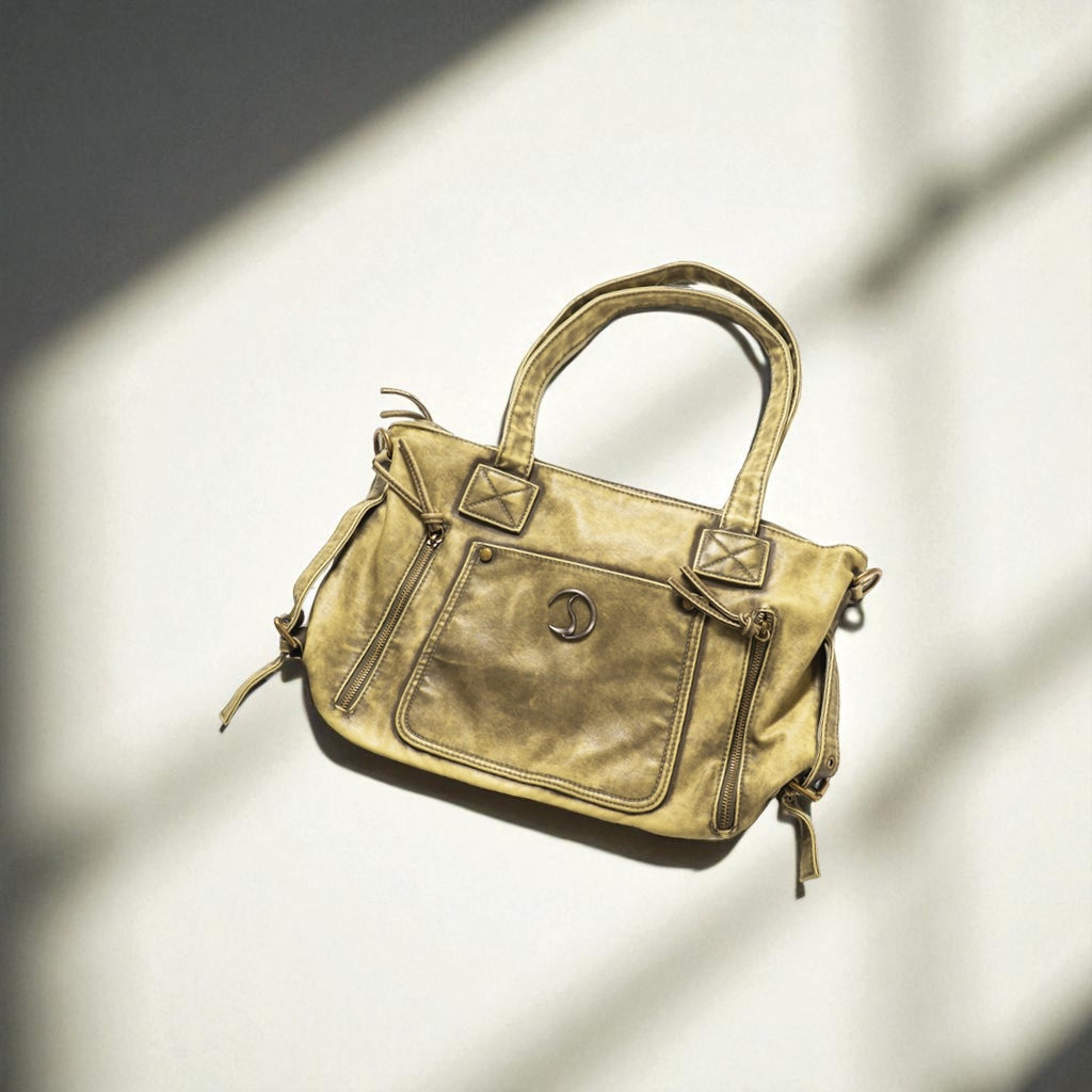 CRACK METAL LETHER TOTE BAG