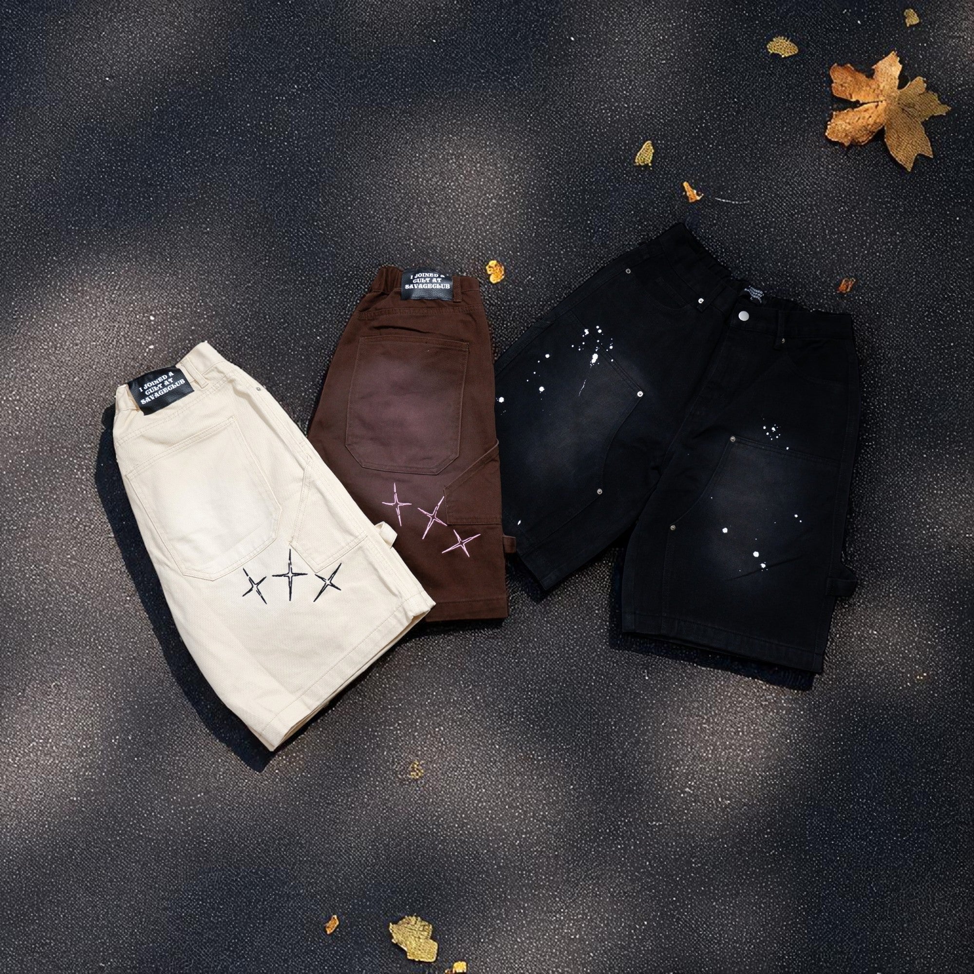 CROSS DRIP PAINTER PANTS