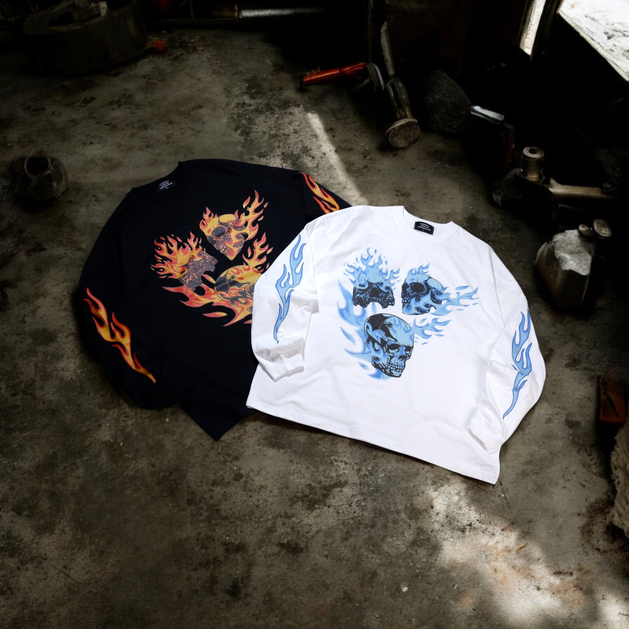 skull flame L/S TEE