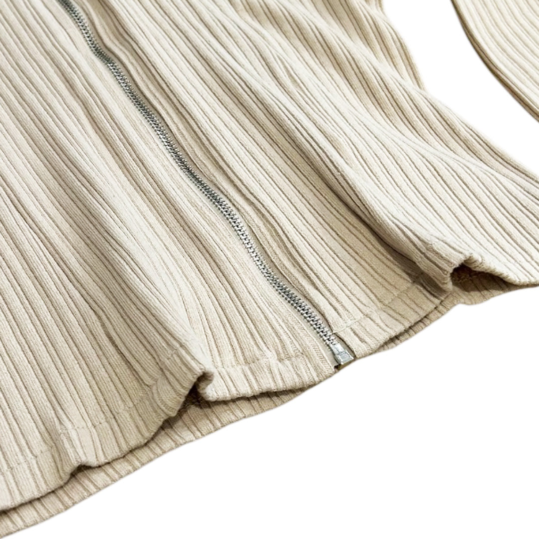 襟付きジップクロップドニット