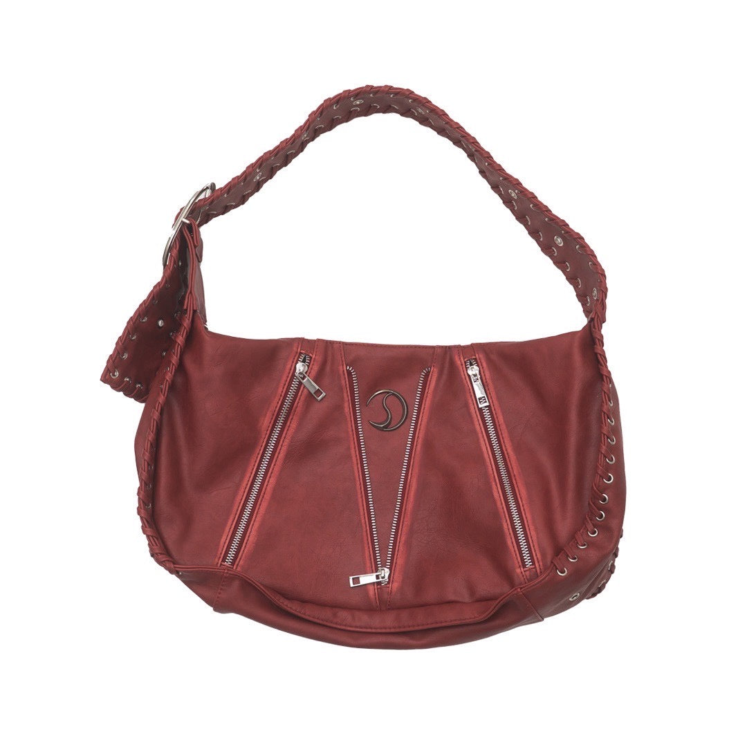 CRACK METAL ZIP SHOURDER BAG