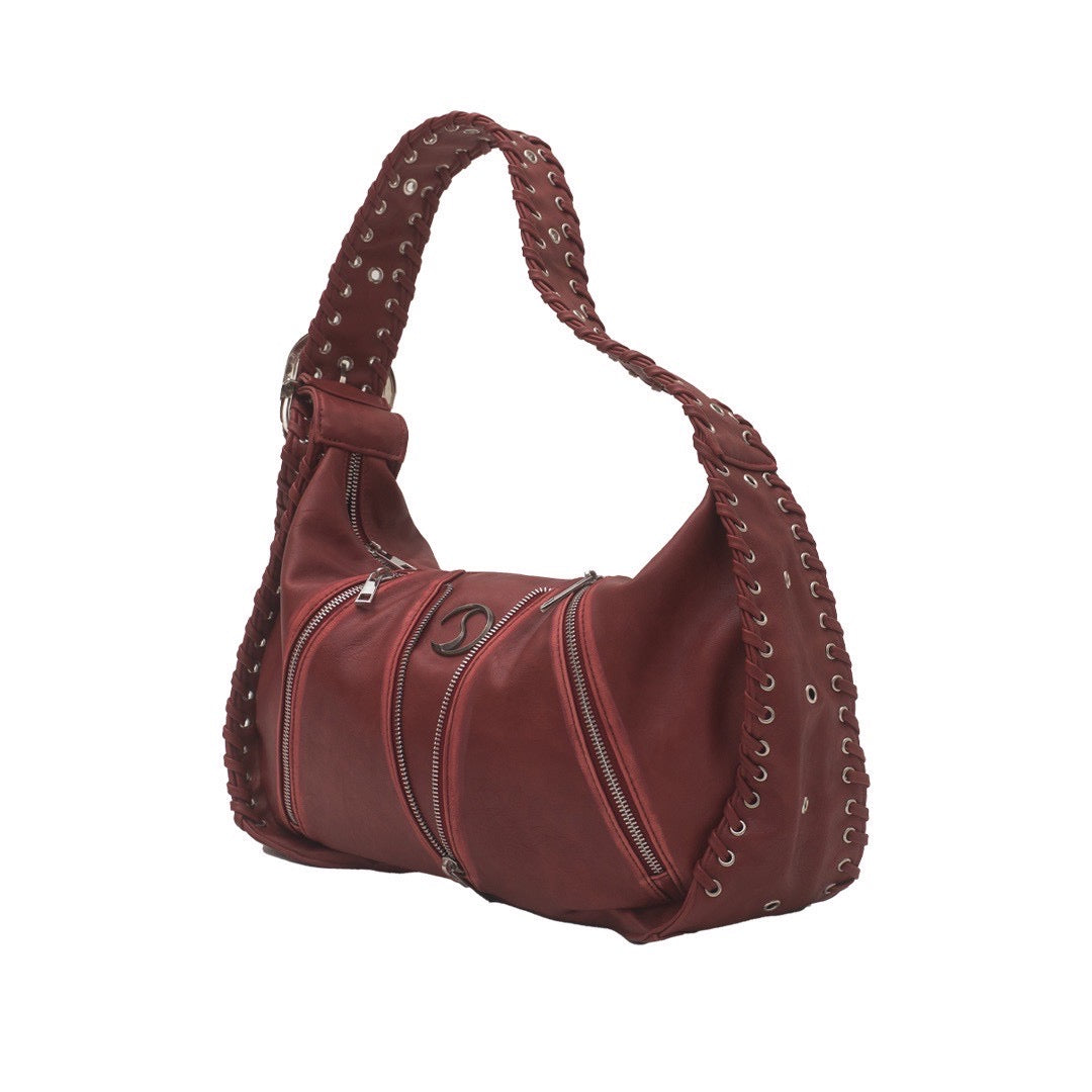 CRACK METAL ZIP SHOURDER BAG