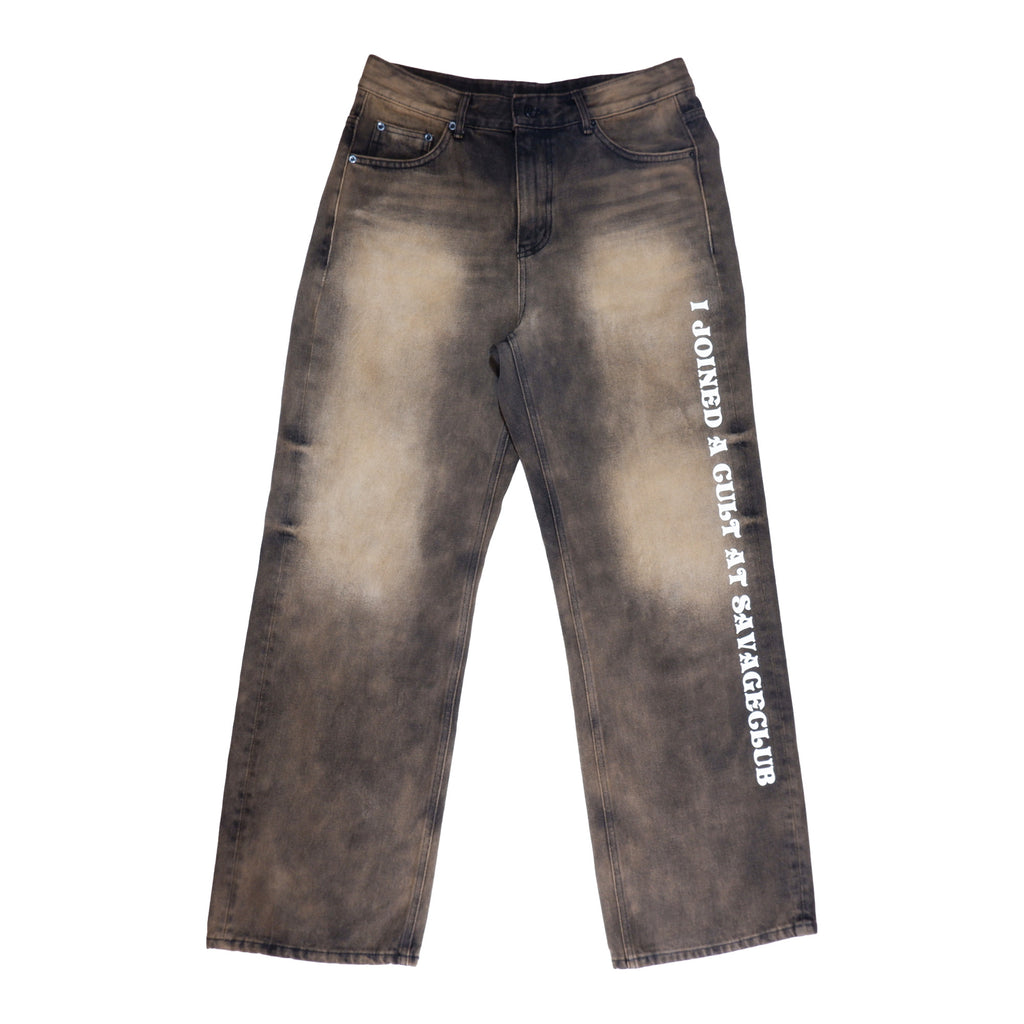 CULT WASHED DENIM PANTS