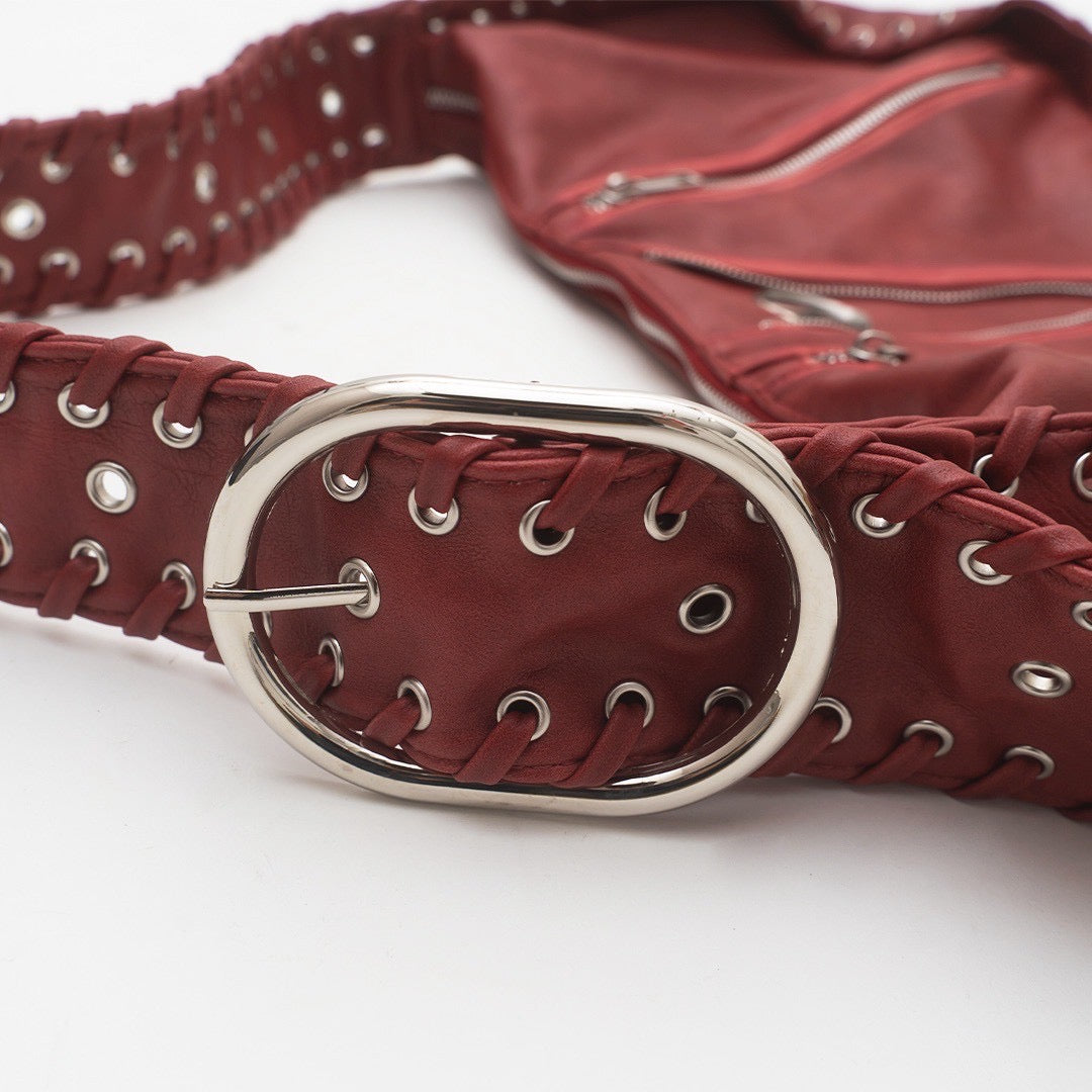 CRACK METAL ZIP SHOURDER BAG