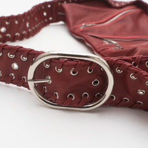 CRACK METAL ZIP SHOURDER BAG