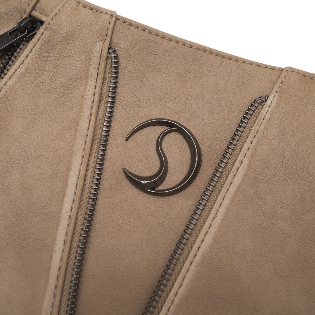 CRACK METAL ZIP SHOURDER BAG