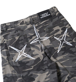 CROSS PAINT CAMO DENIM PANTS