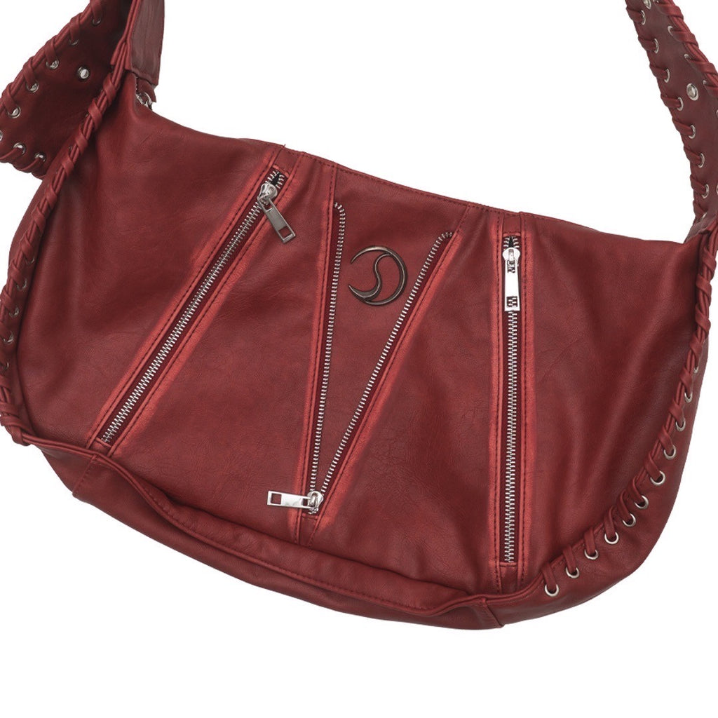 CRACK METAL ZIP SHOURDER BAG