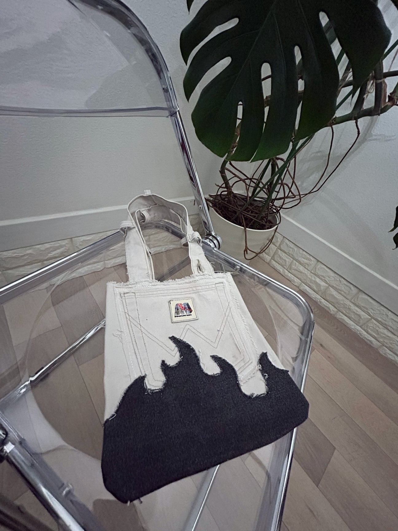 Fire denim tote bag w/b