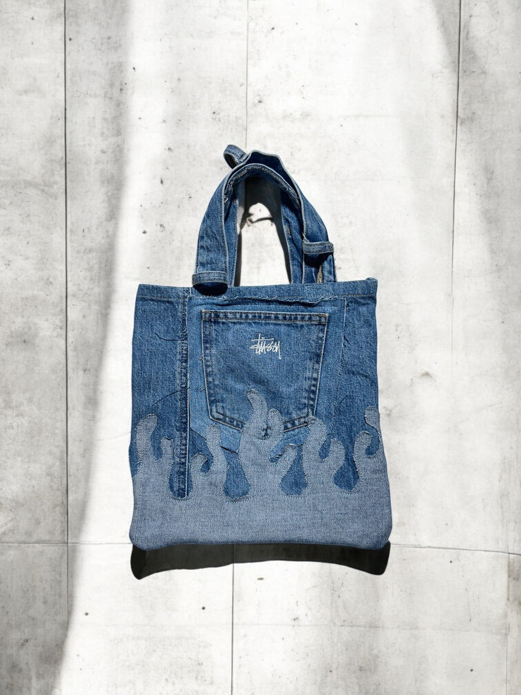 Fire denim tote bag blue