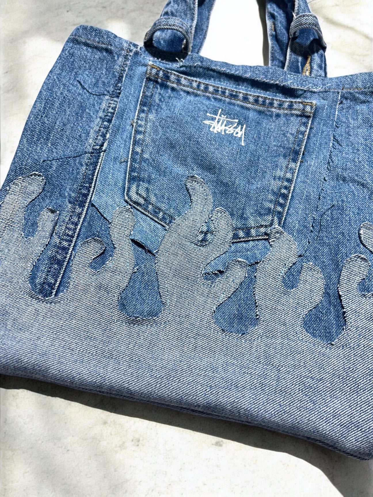 Fire denim tote bag blue