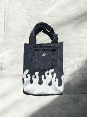 Fire denim tote bag b/w