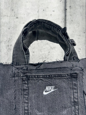 Fire denim tote bag b/w