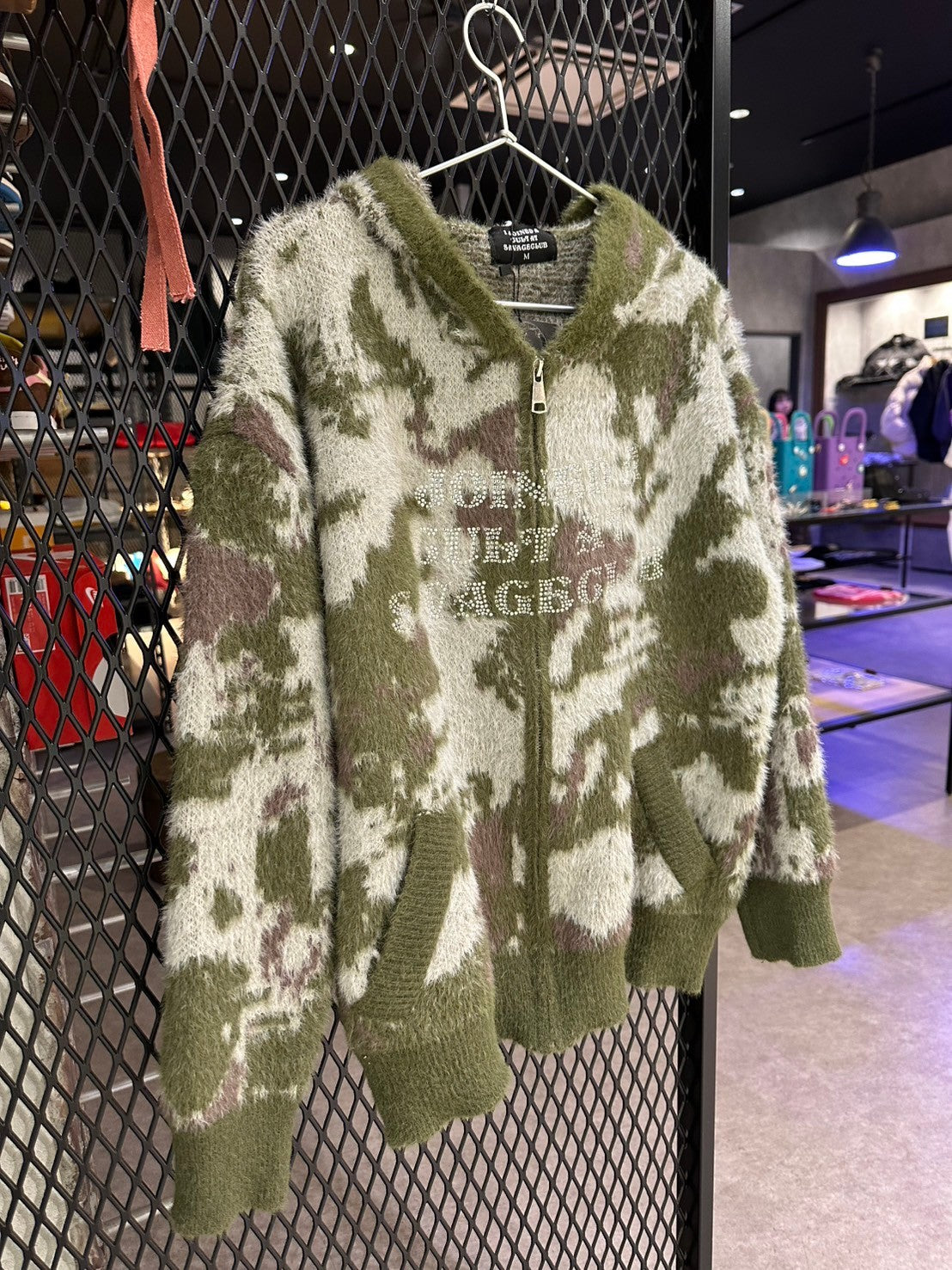 CULT STONE CAMO MOHAIR ZIP HOODIE