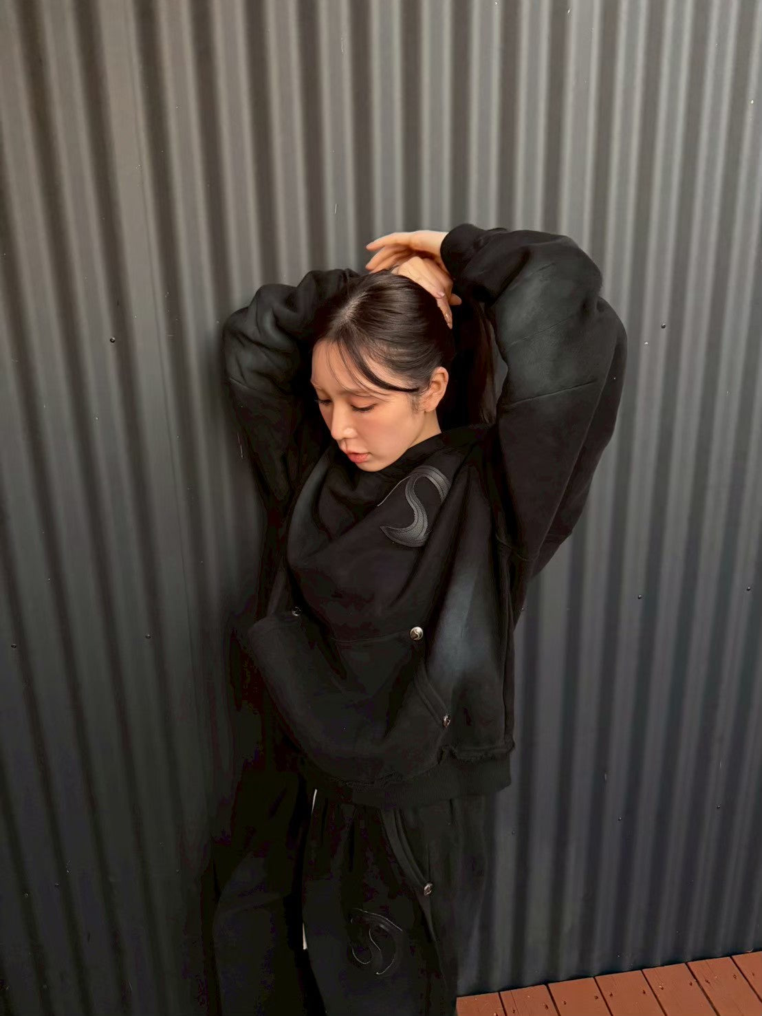 CRACK LEATHER HOODIE