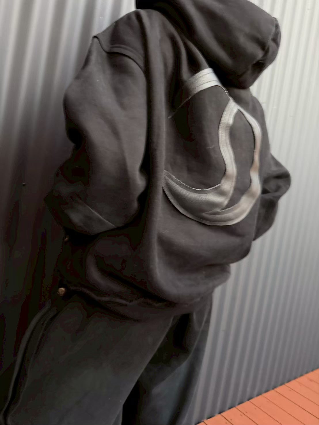 CRACK LEATHER HOODIE