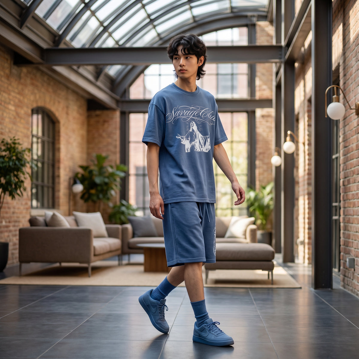 JESUS LETTERING WAFFLE SHORTS