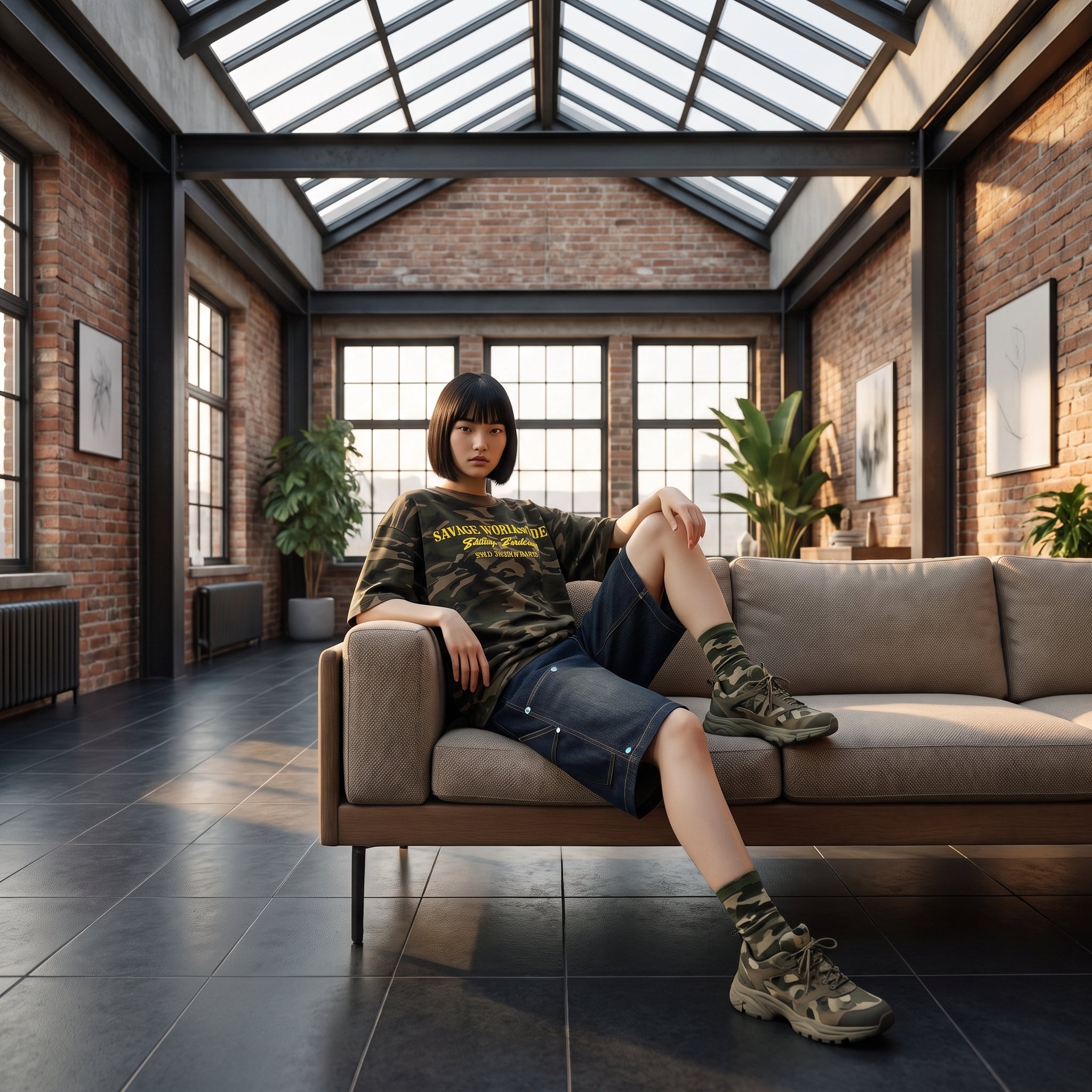 TURQUOISE PAINTER SHORTS