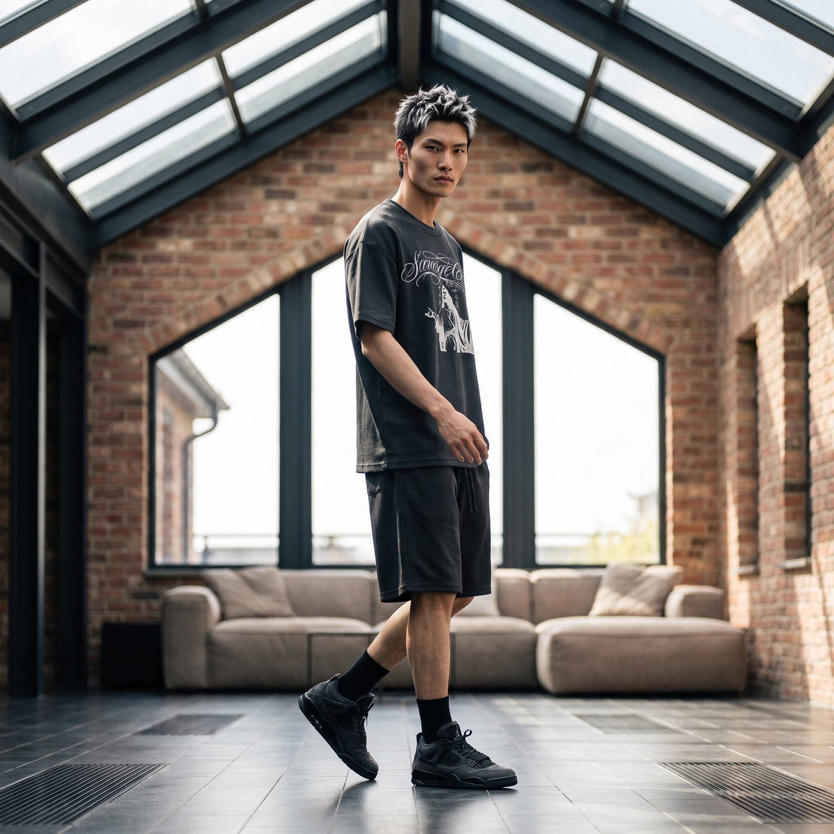 JESUS LETTERING WAFFLE SHORTS