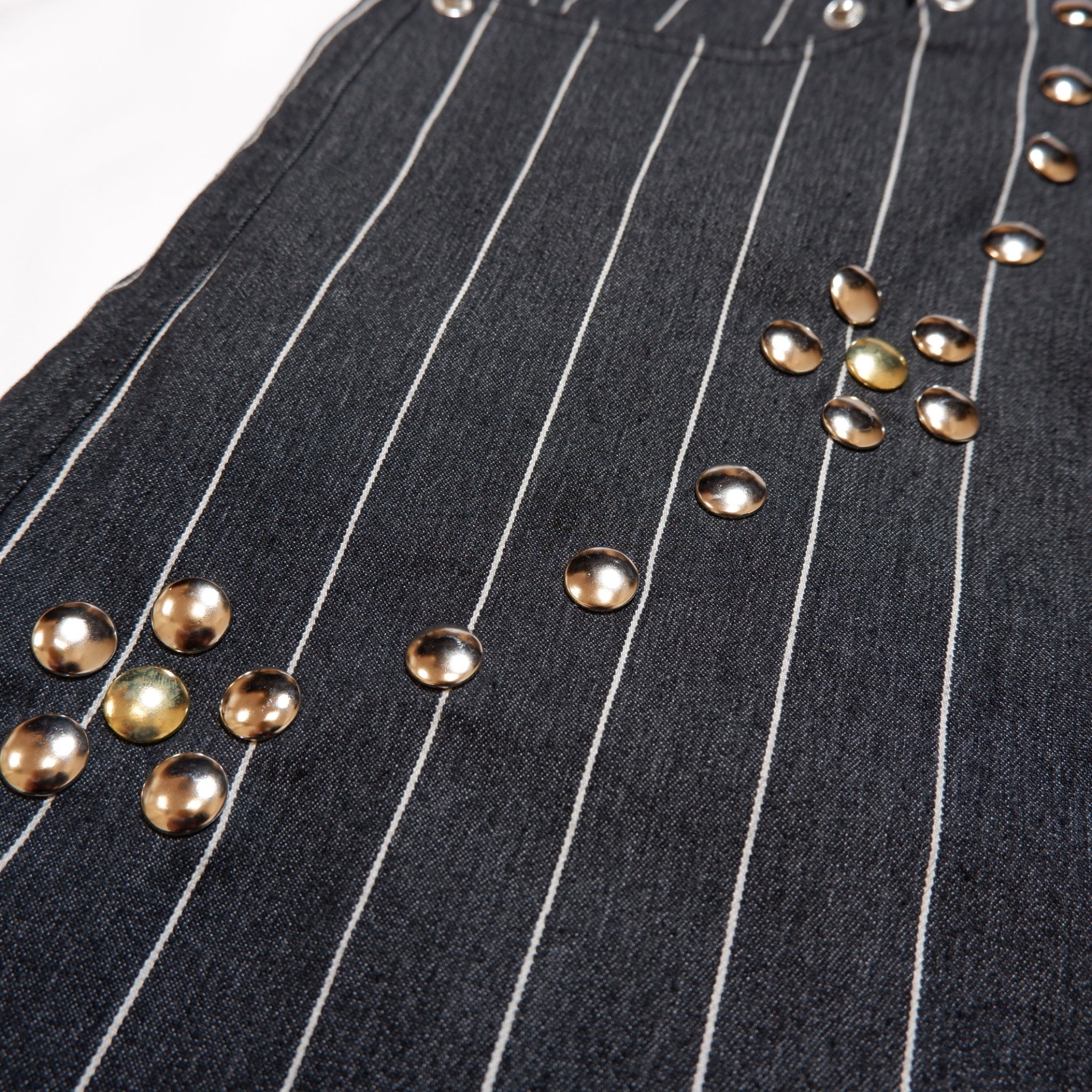 FLOWER STUDS STRIPE DENIM PANTS
