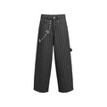FLOWER STUDS STRIPE DENIM PANTS