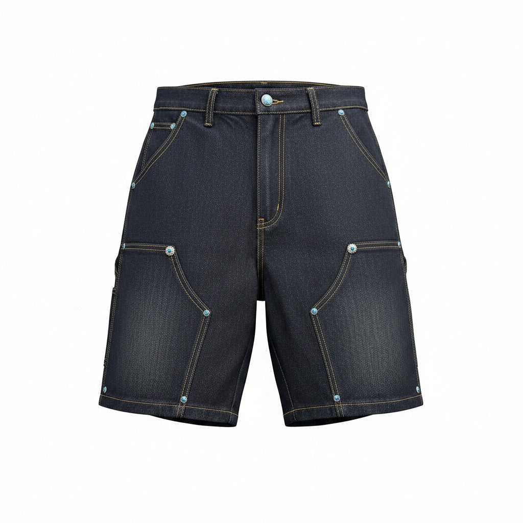 TURQUOISE PAINTER SHORTS