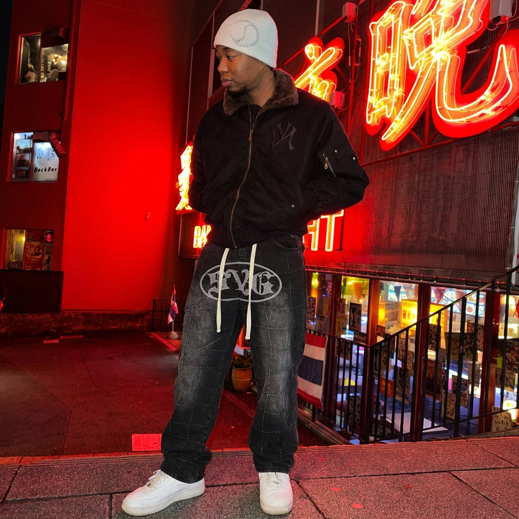 SVG NEEDLE PUNCH DENIMPANTS