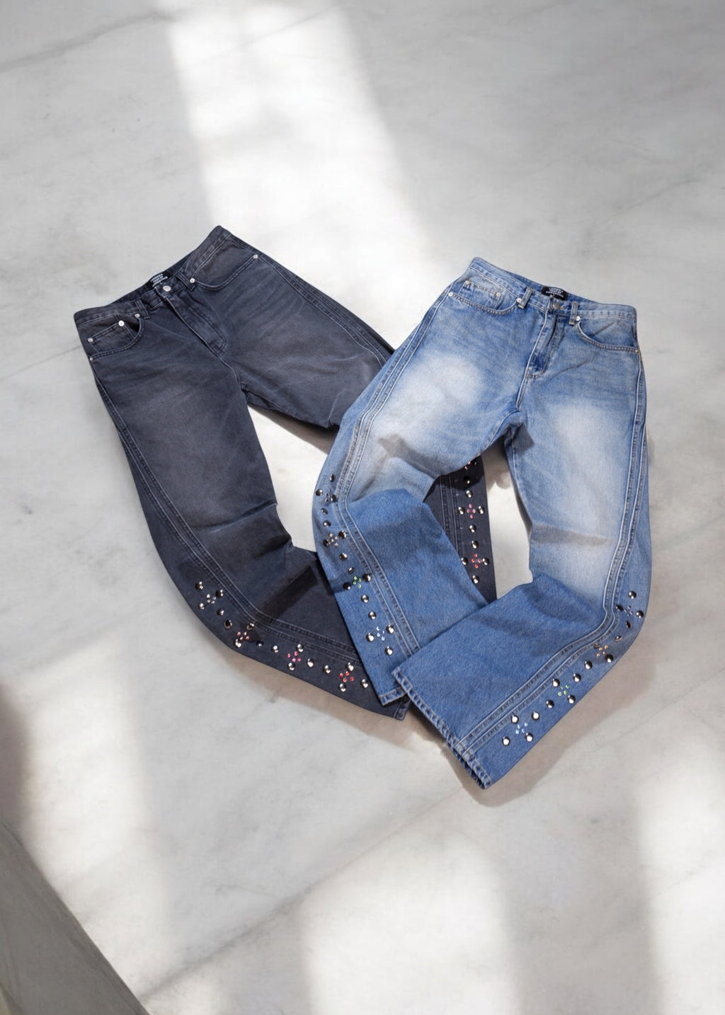 STUDS LINE DENIM PANTS