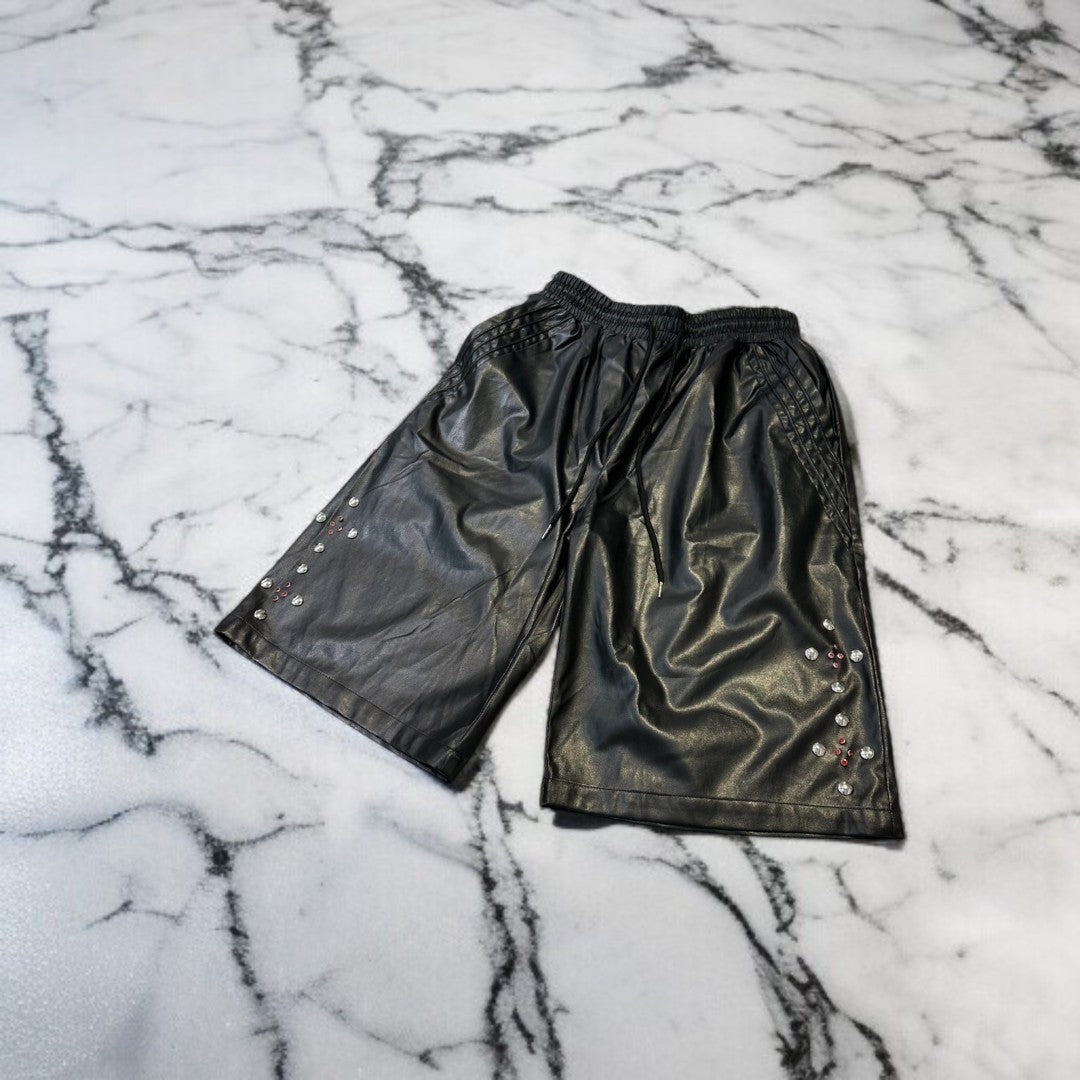 STUDS leather SHORTS