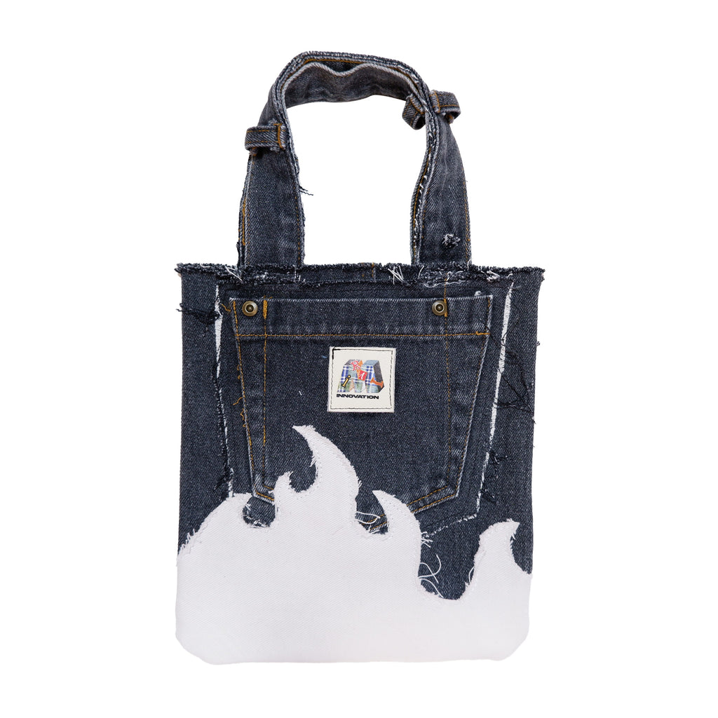 Fire denim tote bag b/w